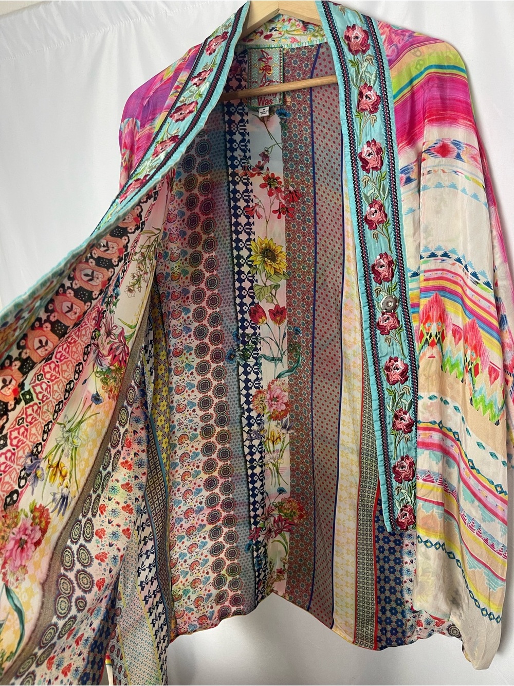 Johnny Was Maci Reversible cardigan Kimono Robe Jacket Embroidered Floral M